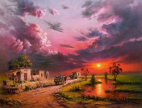 Hanif Shahzad, Color of Pink, 35 x 46 Inch, Oil on Canvas, Landscape Painting, AC-HNS-101